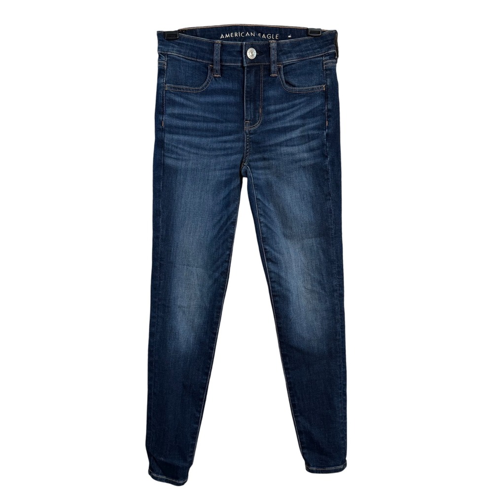 American Eagle Next Level Stretch Skinny Jeans Dark Wash Blue Denim Size 0S